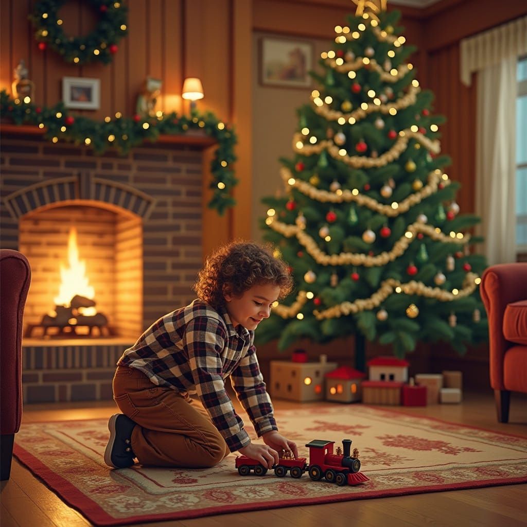 Cozy Christmas Morning Scene in Warm Winter Colors