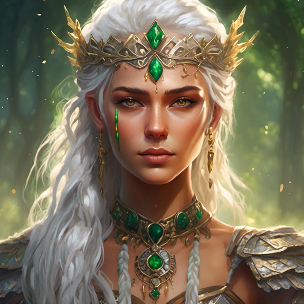 Hyperrealistic Warrior Woman Portrait with Golden Eyes