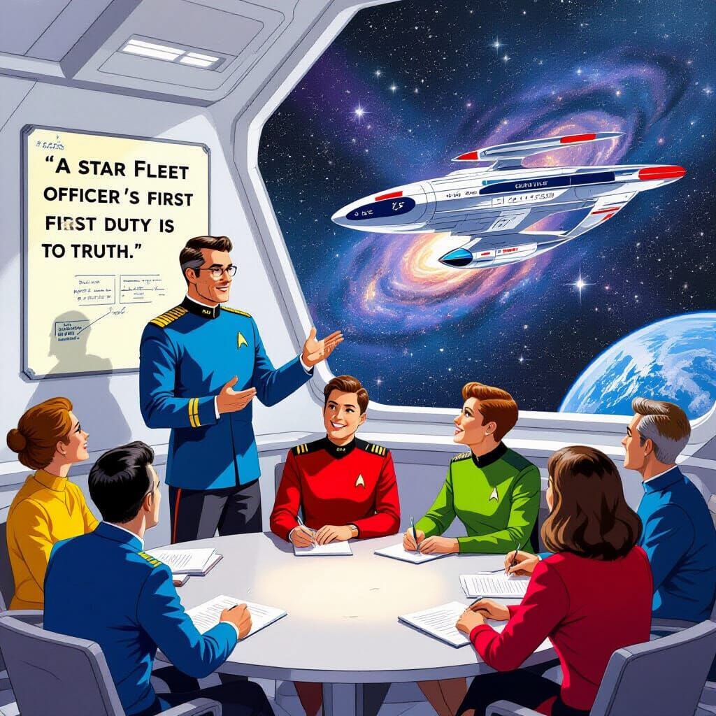 Professor Teaching Students in Outer Space