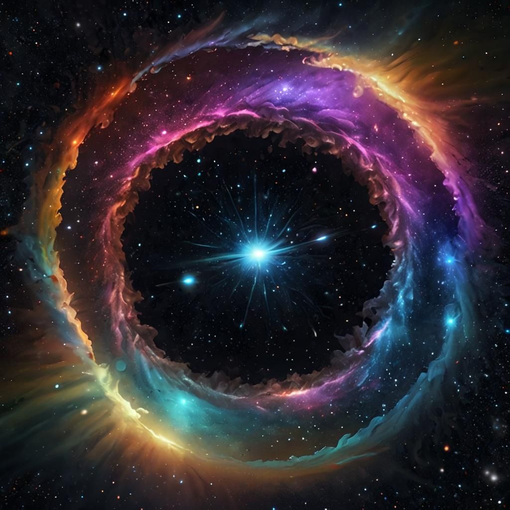 Astral Comet Soaring Through Space: Surreal Oil Painting