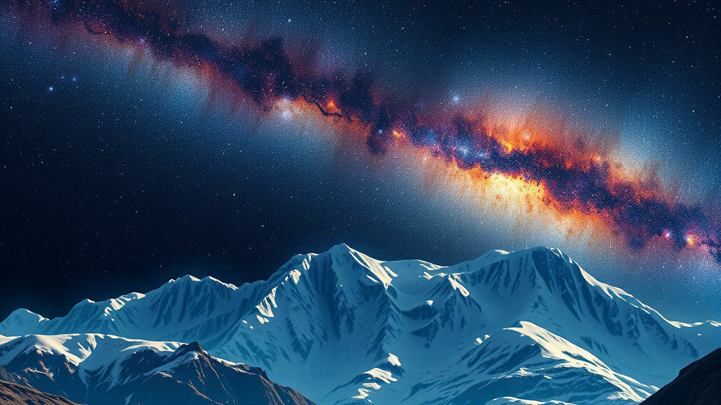 Milky Way Over Snow-Capped Mountain Range
