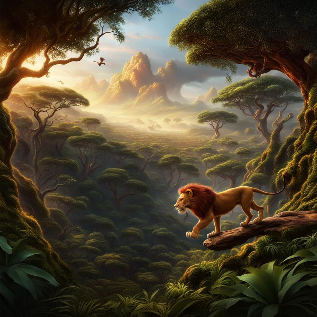 Simba Leaping: A Digital Matte Painting