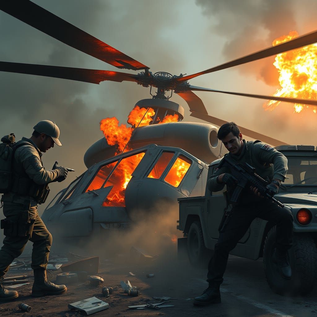 Helicopter Inferno: Army Rangers Battle Insurgents in a Host...