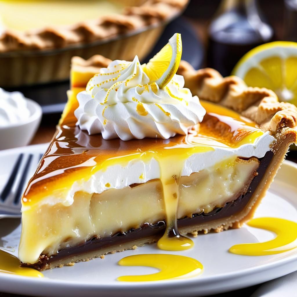Mouthwatering Lemon Pie Slice in Hyperrealistic Food Photo