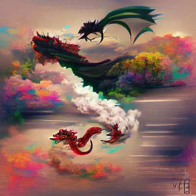 Child's Dragon Chase in Whimsical Landscape