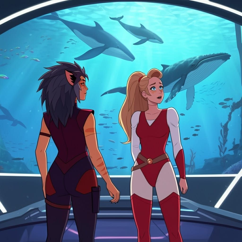 Catra Stands in Awe at the Alien Aquarium