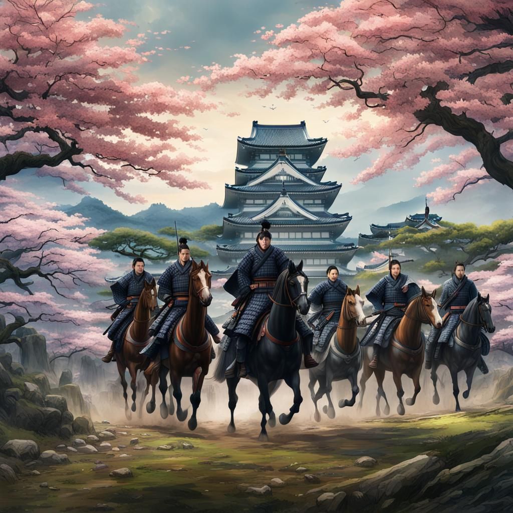 Samurai Ride to Himeji Castle: Digital Matte Painting