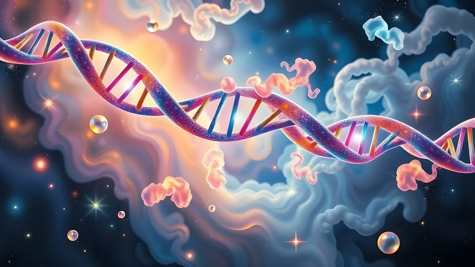 Surreal DNA Molecule in Cosmic Dreamscape