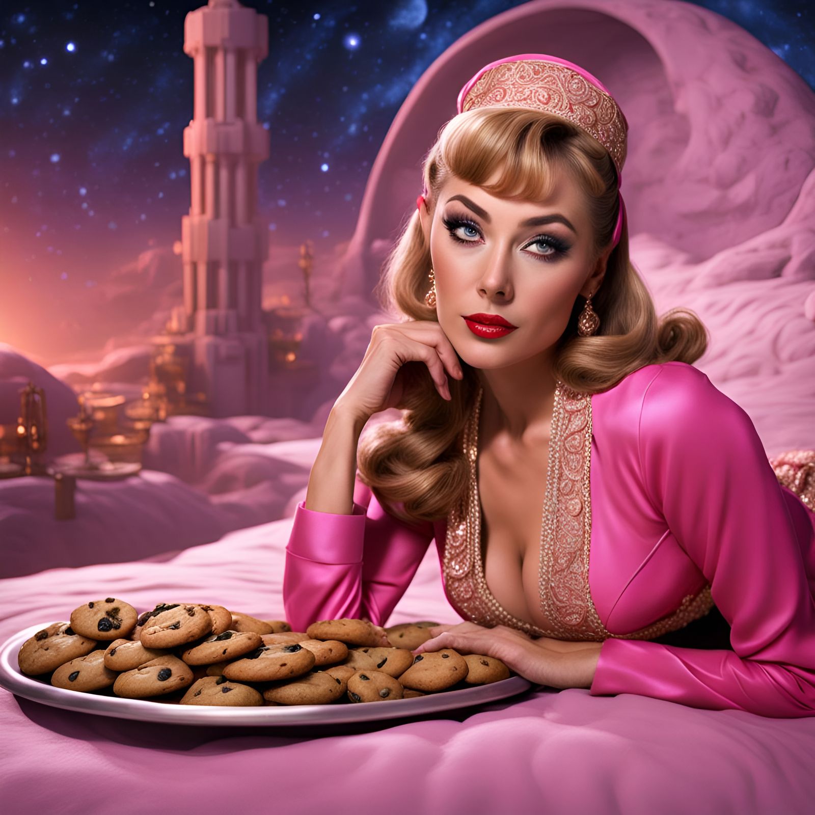 Jeannie on Space Cookies in Photorealistic Style