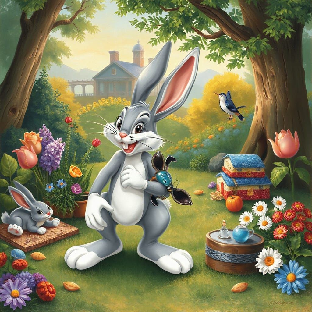 Bugs Bunny in Thomas Kinkade's Painterly Style