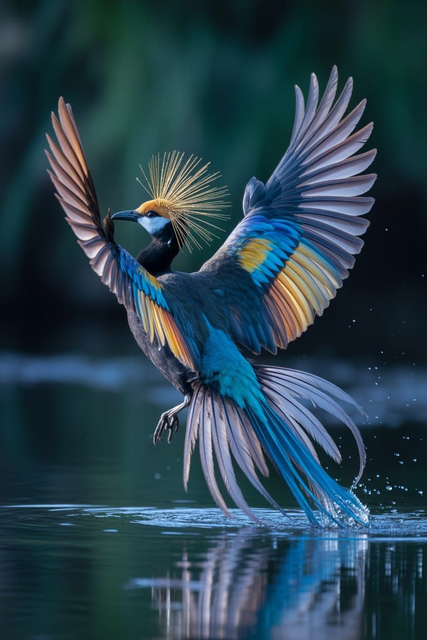 Magical Iridescent Bird in Flight