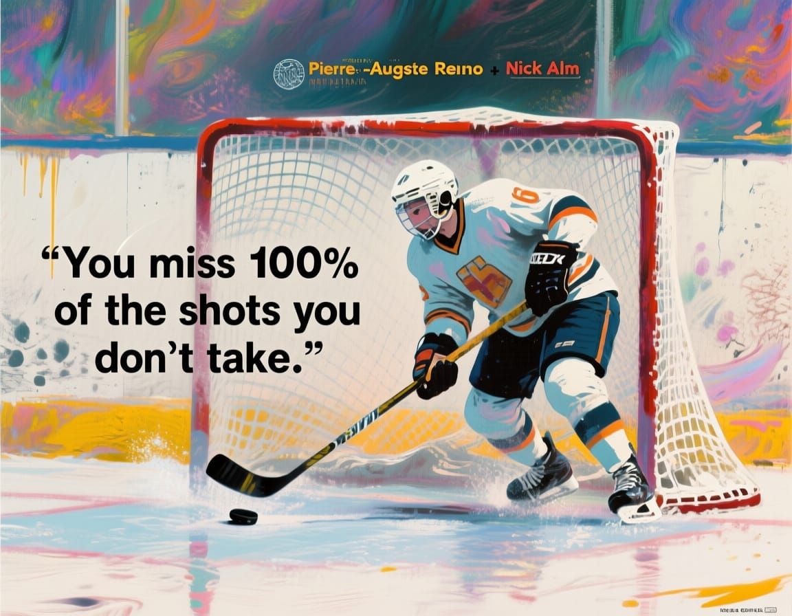 Banksy-Style Hockey Player Scores Goal in Sports Poster