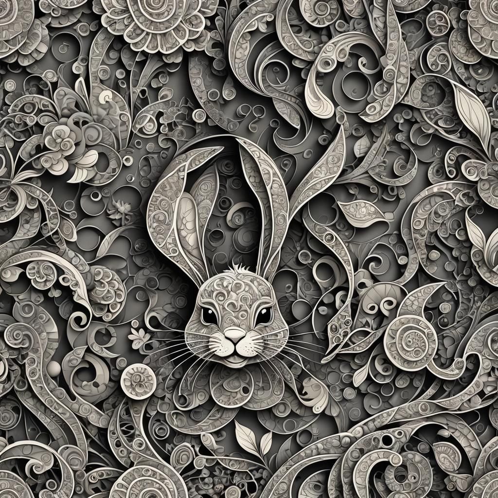 Abstract Bunny with Vector Fractal Design