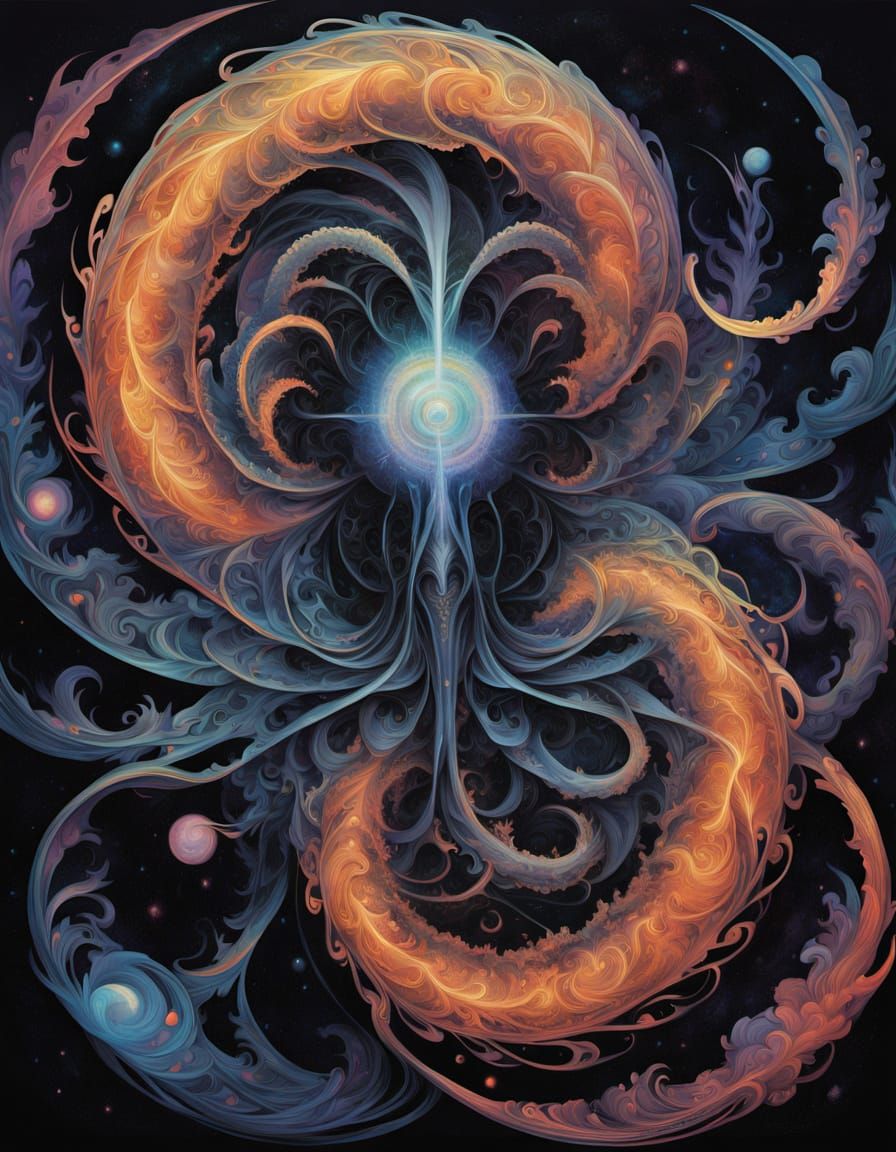 Infinite Cycle of Existence in Vibrant Iridescent Colors