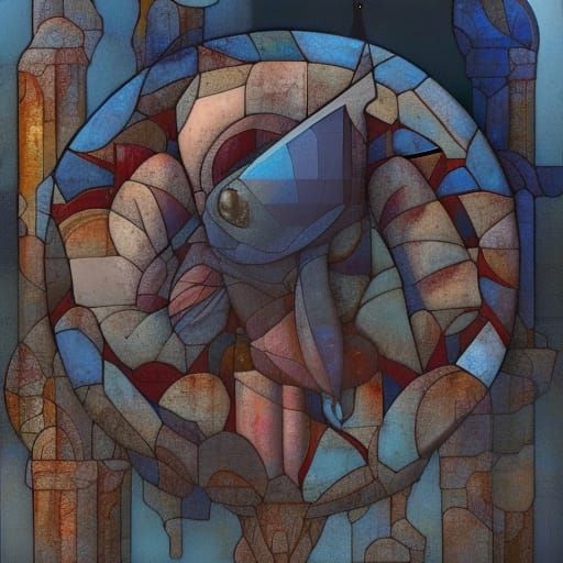 Luminescent Totem Abstract in Detailed Matte Style