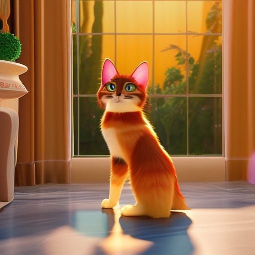 Cats in Beatnik Cafe: Holographic 3D Render