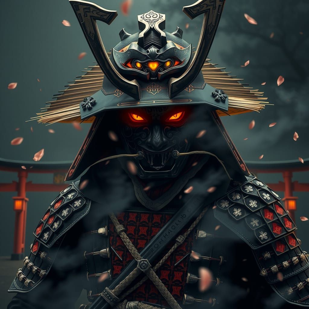 Samurai Oni Mask Dark Fantasy Concept Art