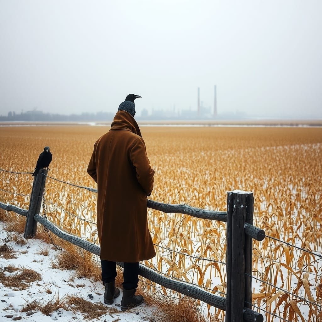 Winter Desolation with Crows, in Rural Realism Style