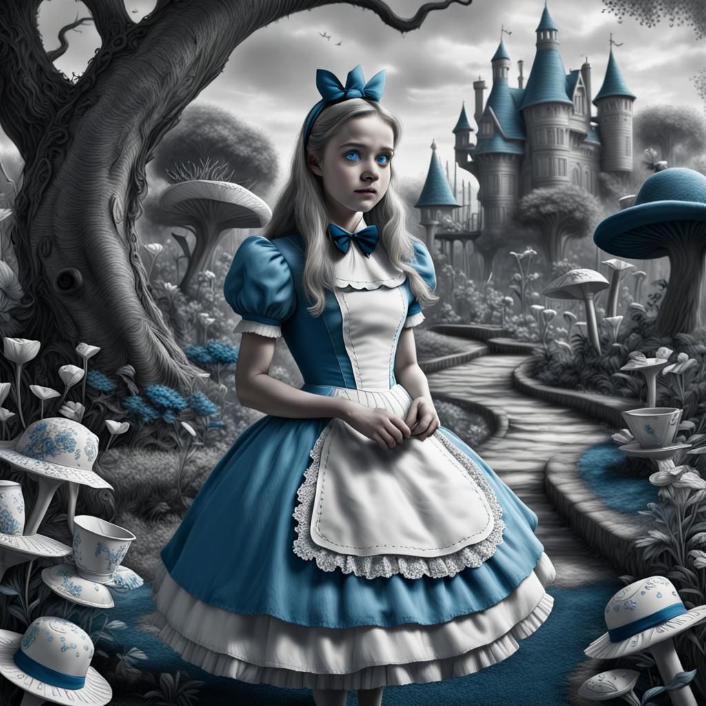 Alice in Wonderland in Selective Color Art