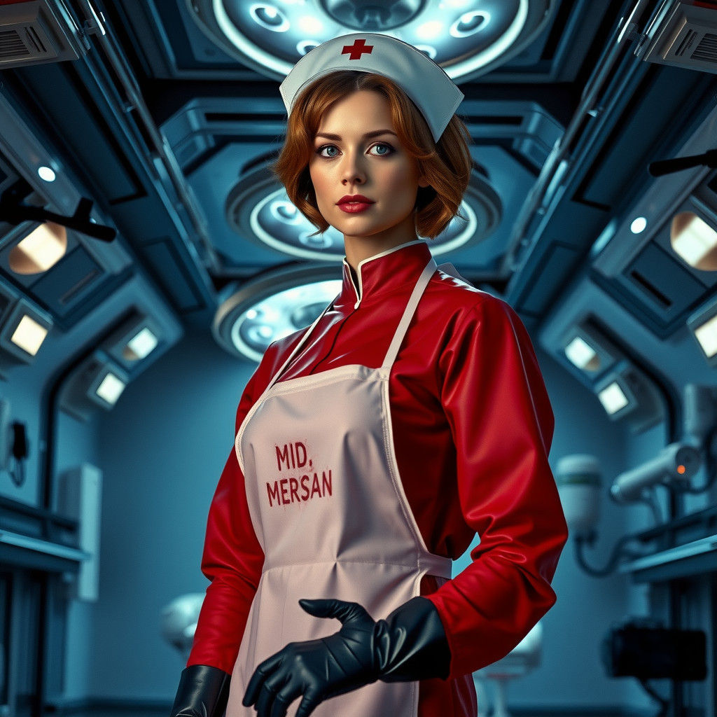 Uma Thurman as a Young Nurse in a Dark High-Tech Operating T...