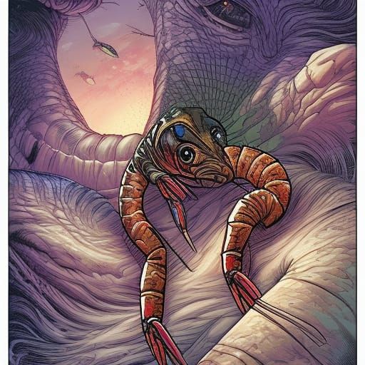 Shrimp in Comic Book Art Style
