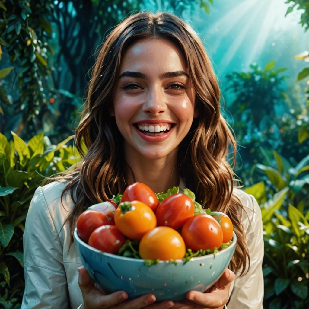 Ana de Armas Laughing in a Futuristic Garden