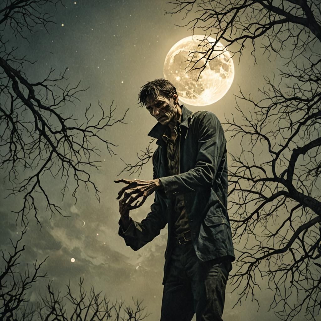 Fantasy Art: Despair Under a Sorrowful Moon