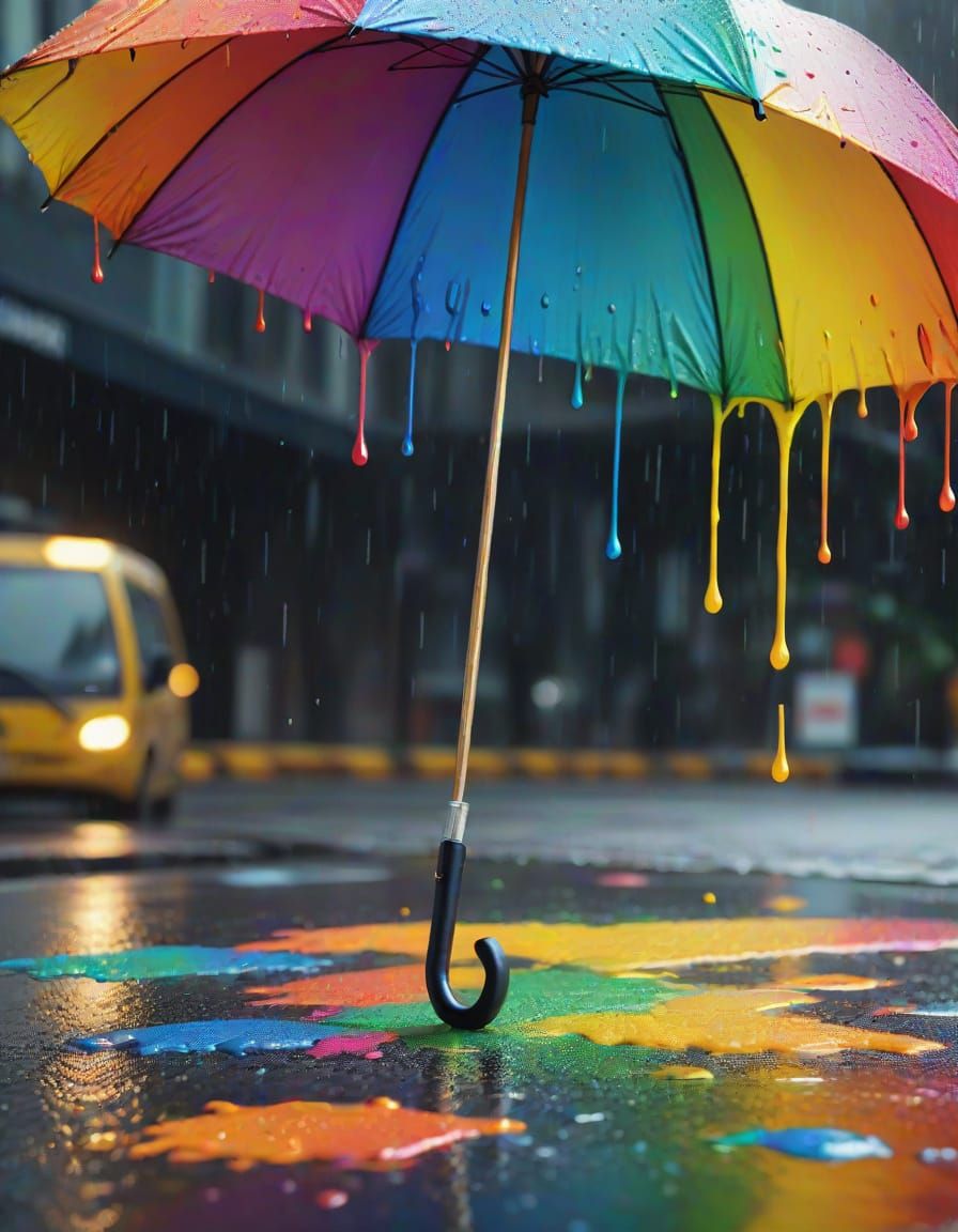 Vibrant Pop Art Umbrella in Rainbow Paint