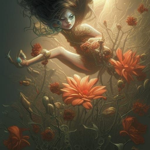 Victorian Flower Bouquet in Dark Fantasy Style