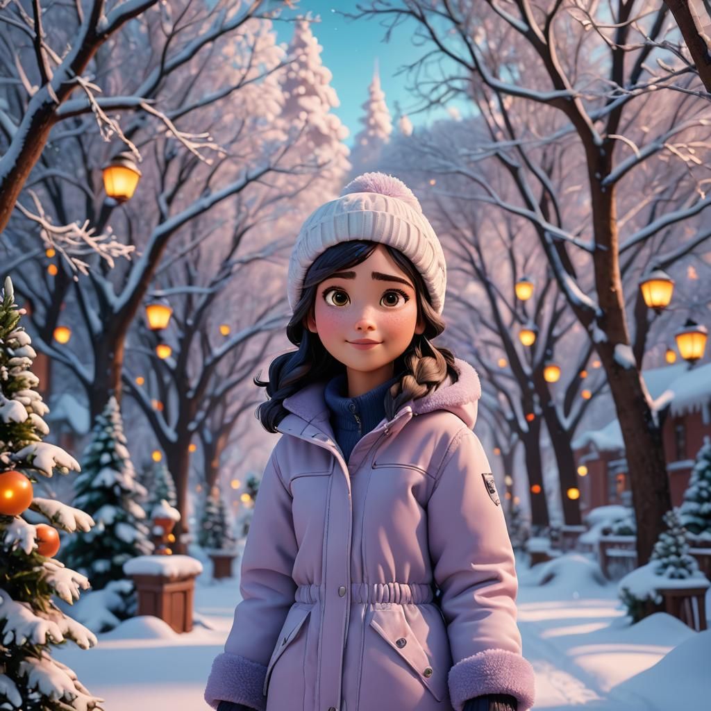 Winter Girl in Pixar-Style 3D Animation