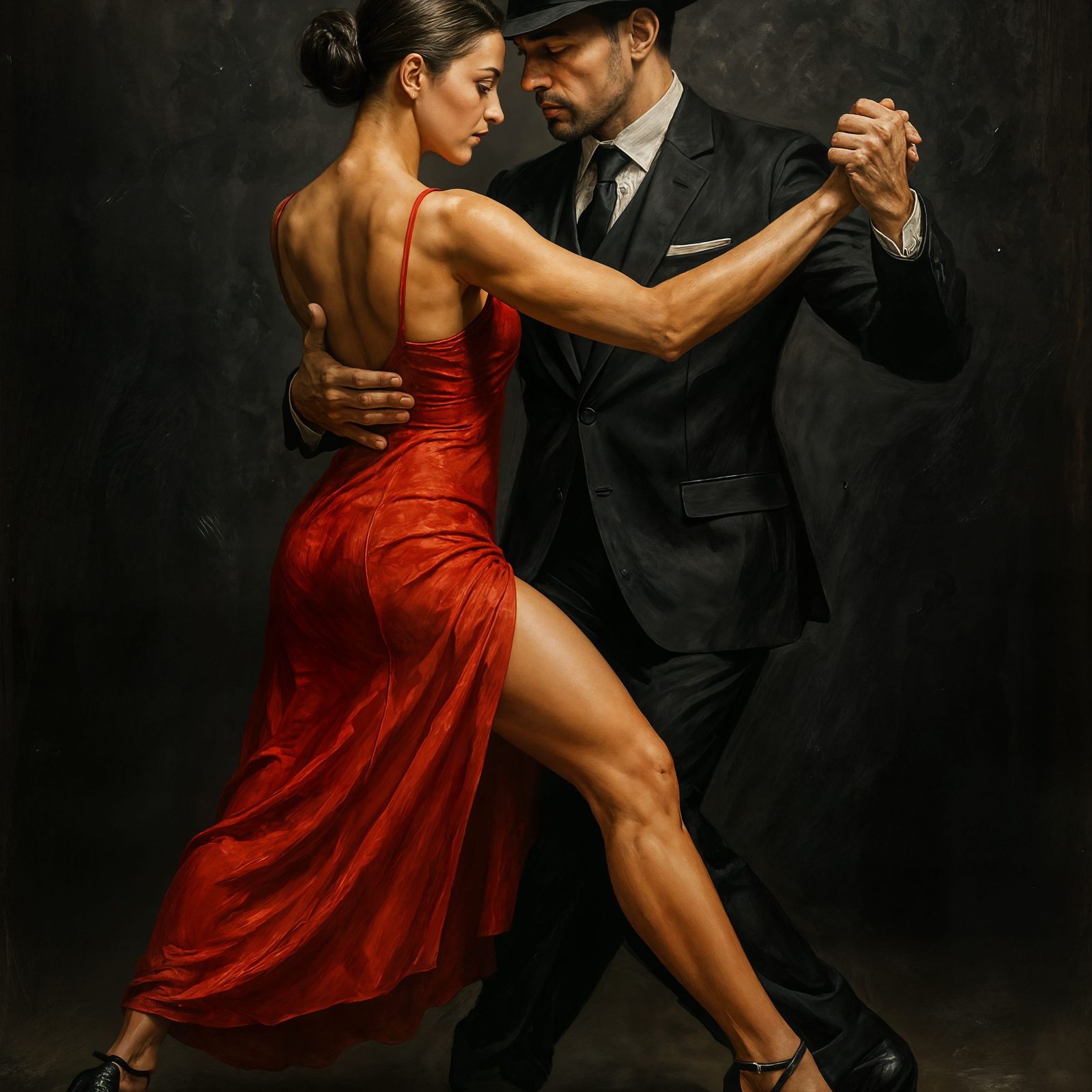 Elegant Tango Dance in Dark Gray Setting