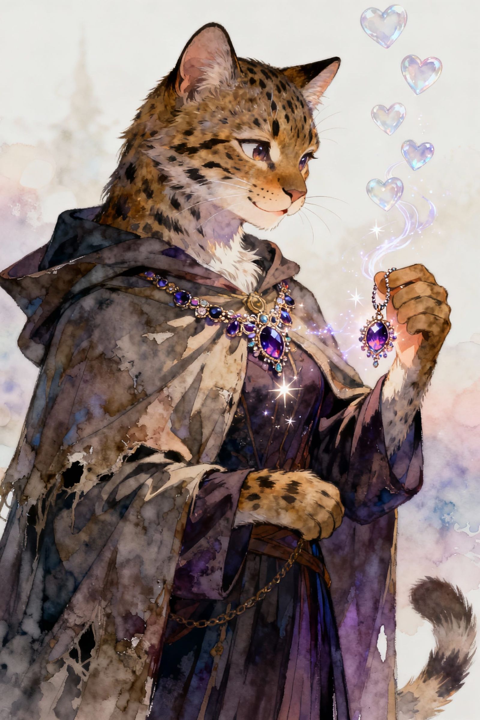 Enchanting Anime Lynx with Fantastical Jewelry