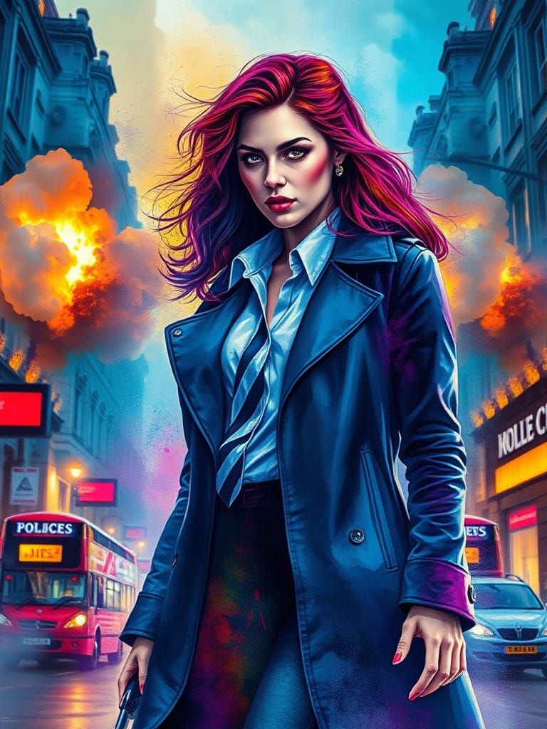 Cyberpunk Detective in London: Pulp Fiction Cover