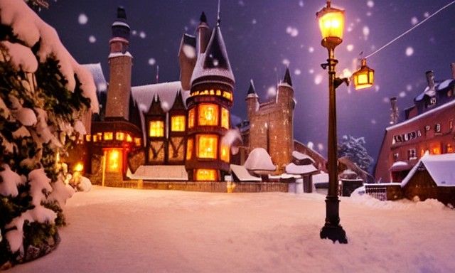 Hogwarts Castle in Winter, Ghibli Style