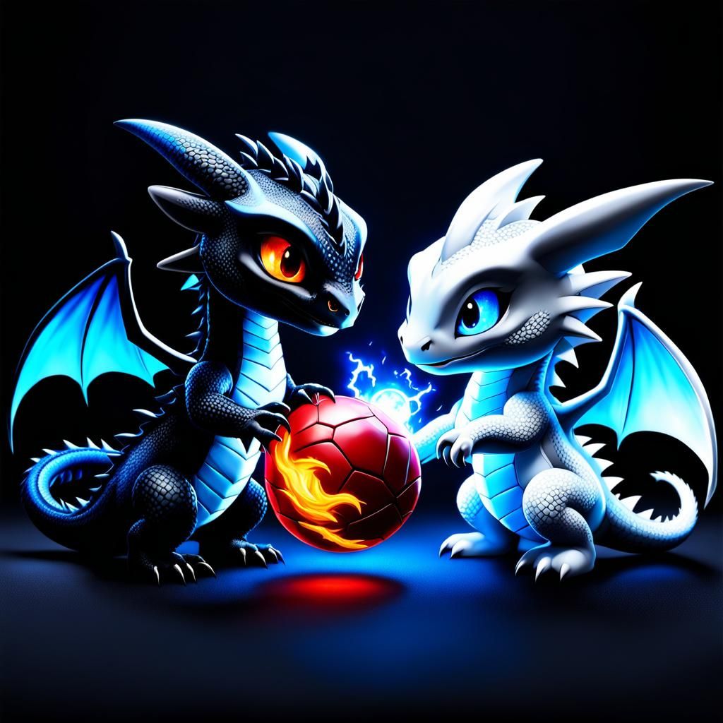 dragons playing ball together