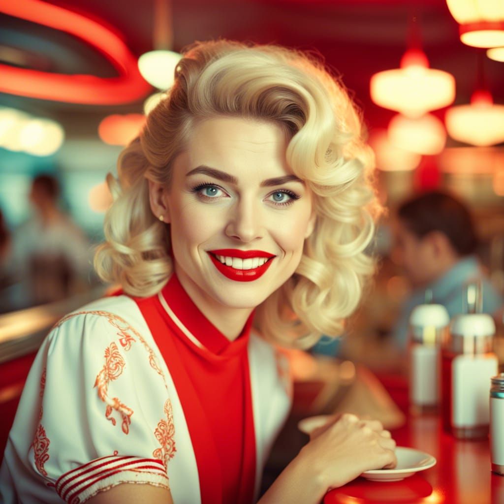 Retro 80s Diner Waitress Portrait