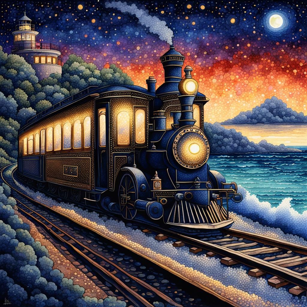 The Orient Express: A Pointillist Waterscape
