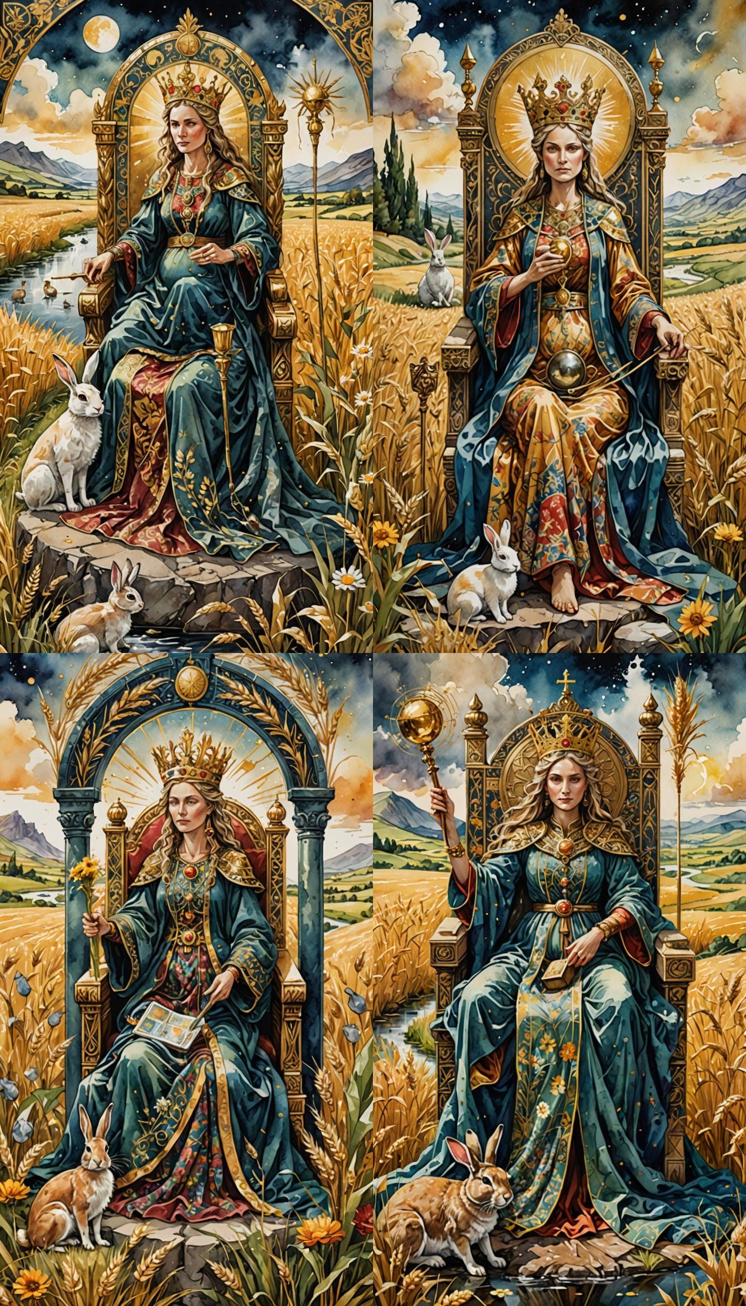 The Empress Tarot Card in Watercolor Style