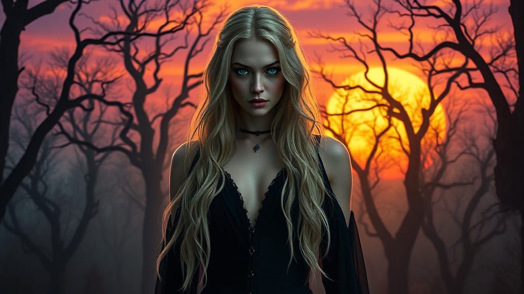 Regal Vampire Majestic Figure in Dark Fantasy Landscape