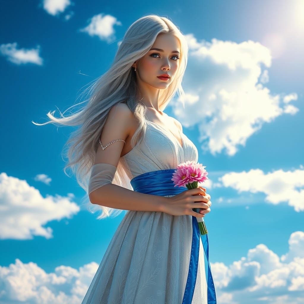 Young Woman Radiates Moonlit Wonder in Ethereal Fantasy Scen...