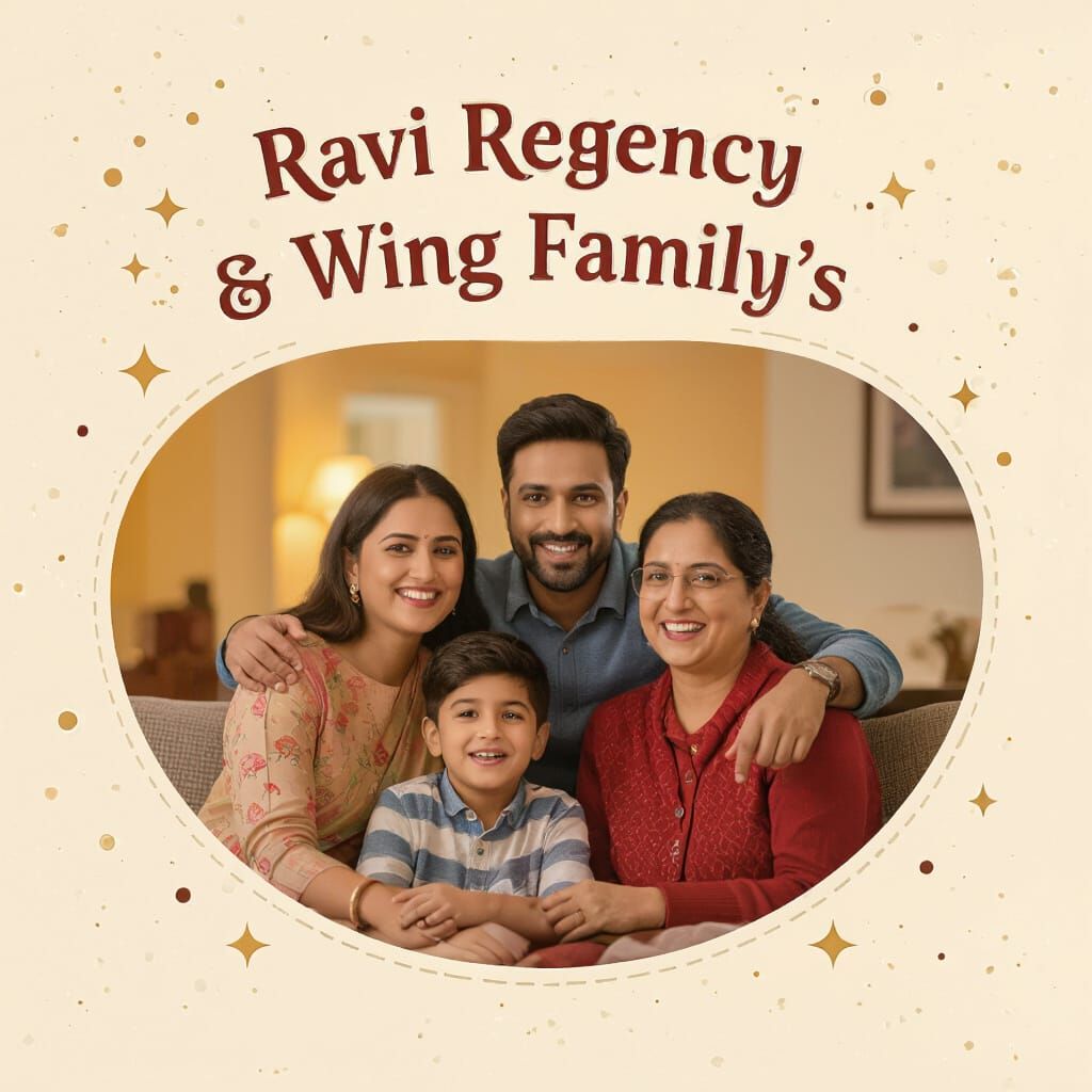 Family Portrait in Warm, Whimsical Style