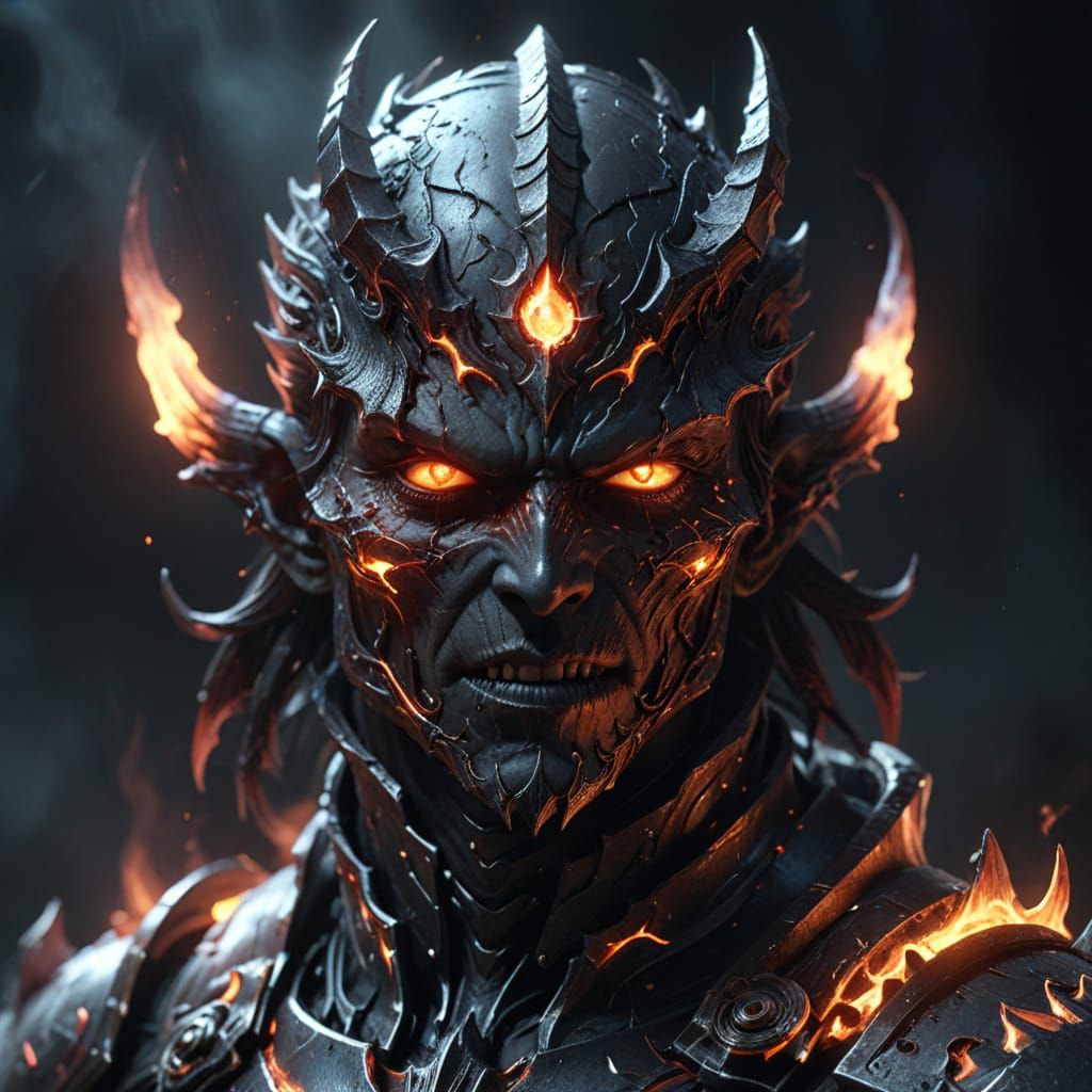 Demonic Soldier Concept Art in 3D Anime Style