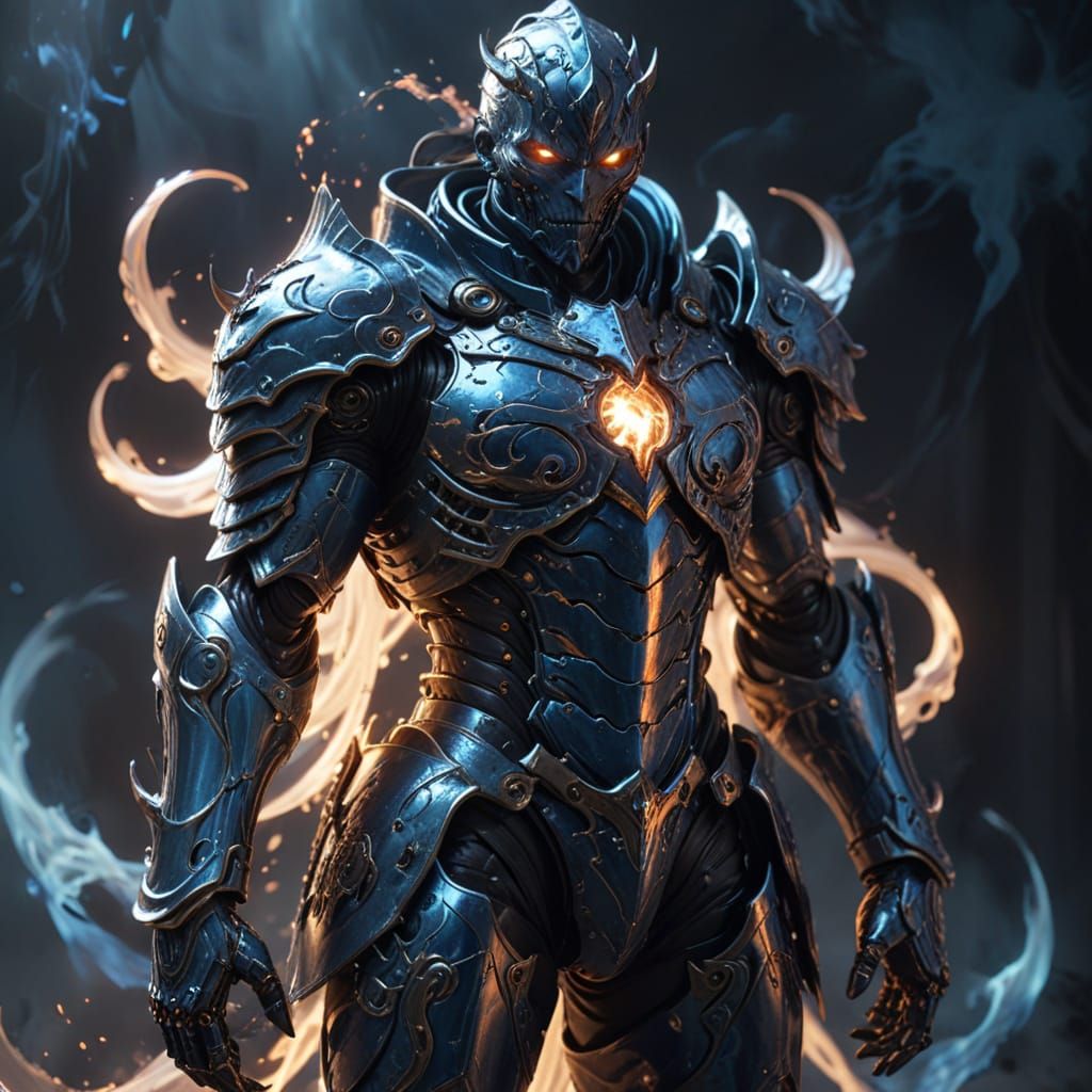 Demonic Soldier in Ethereal Aura - Manga Style