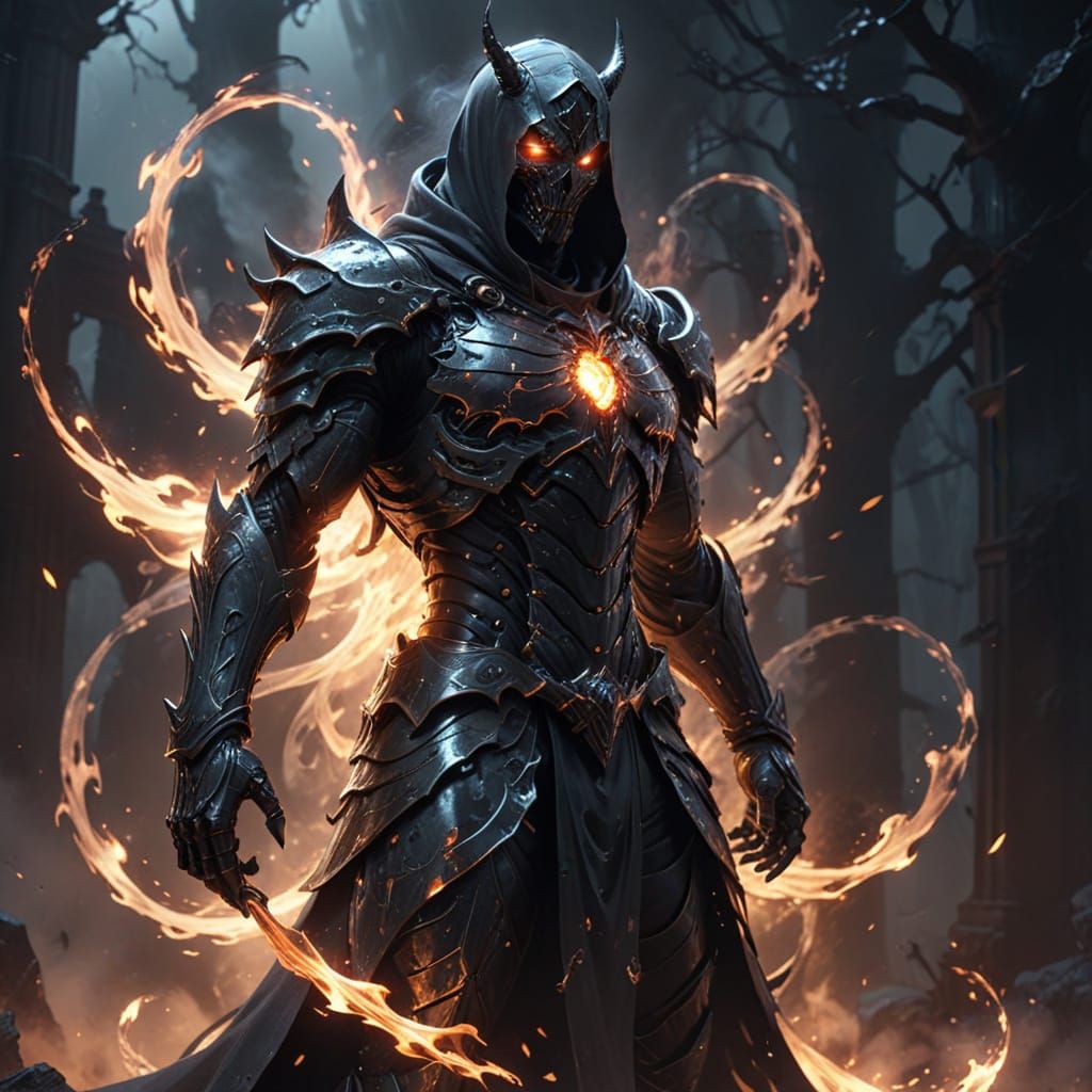 Demonic Soldier in Ghostly Aura, 3D Anime Art