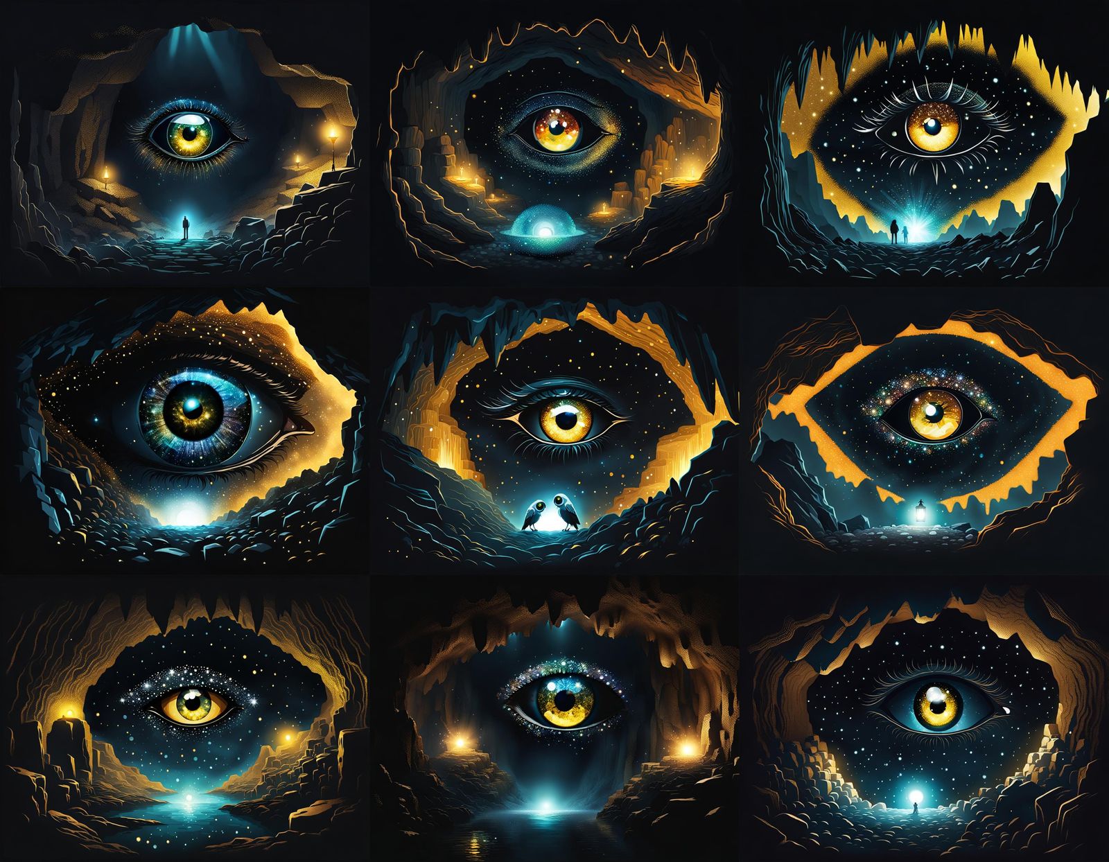 Sparkling Eyes in Dark Cave