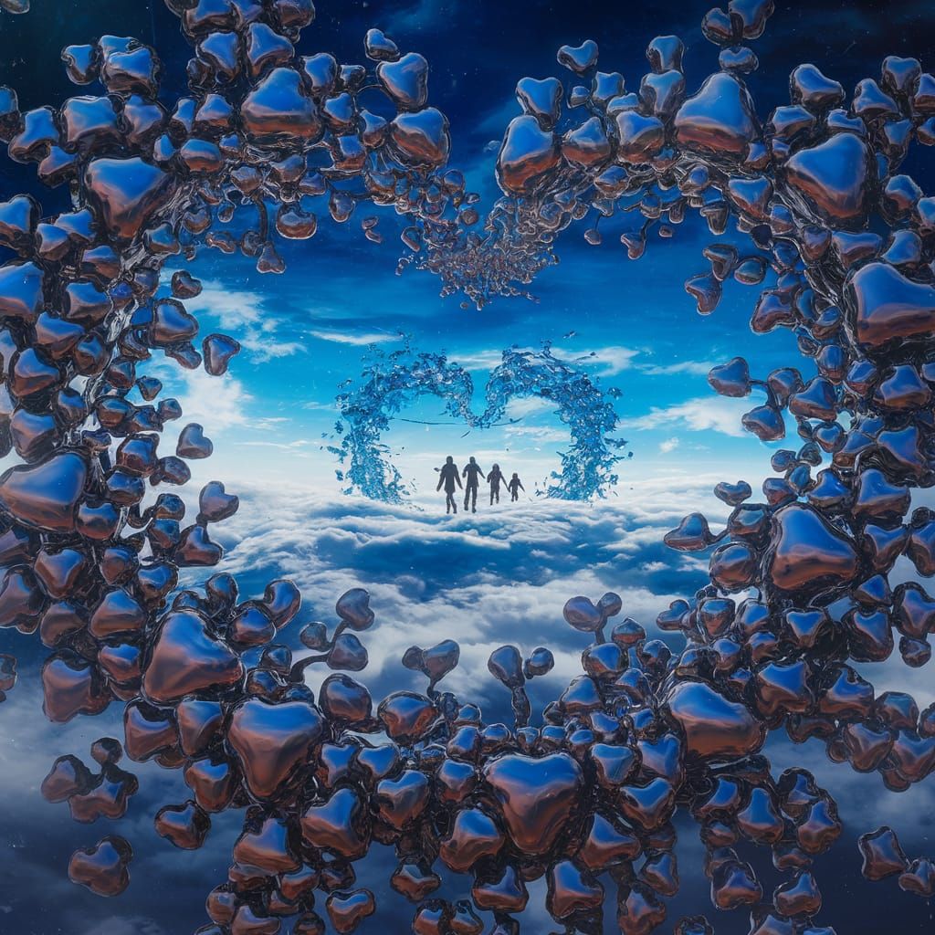 Fantastical Skywalk with Metallic Hearts