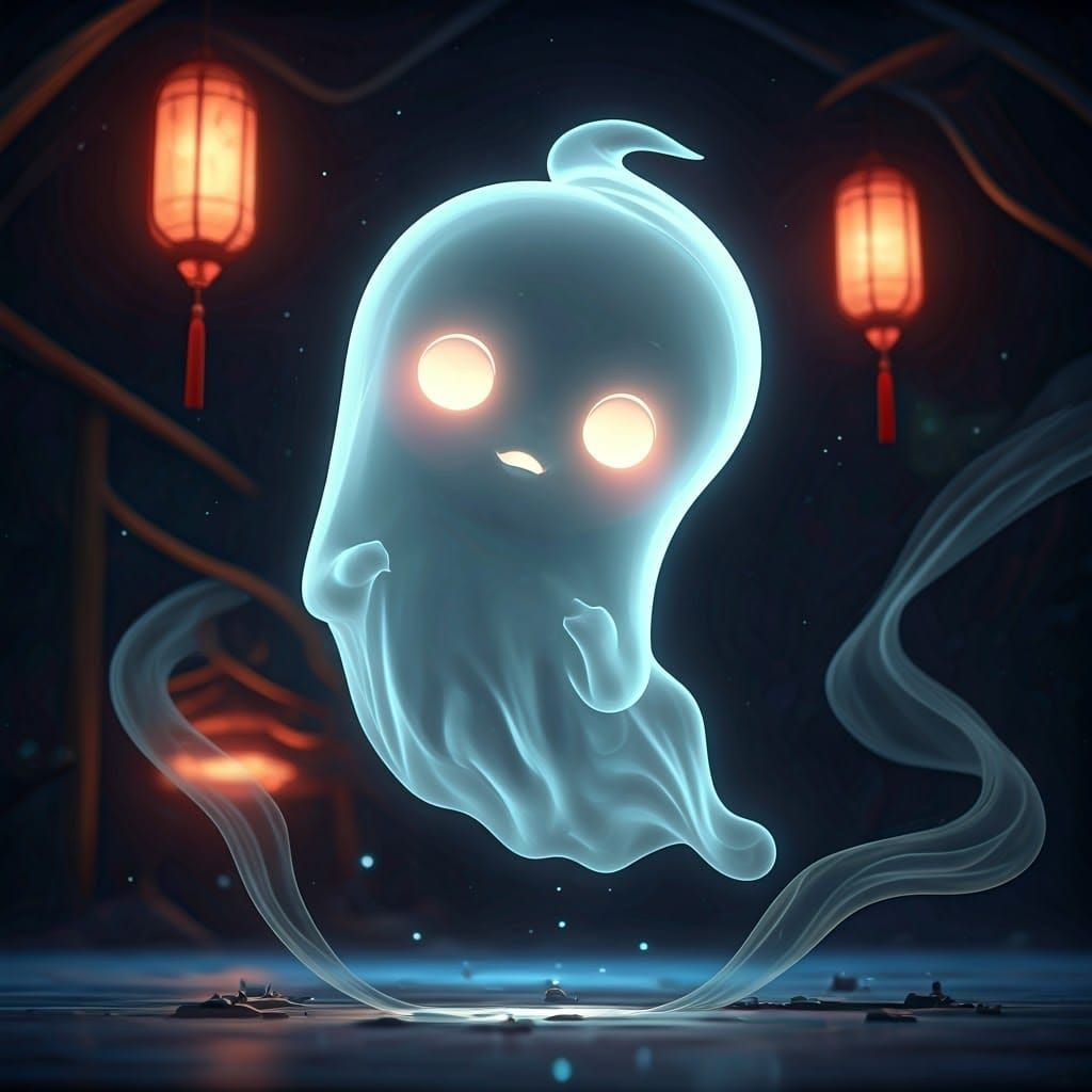 Ethereal Baby Ghost in Dreamy Anime Style