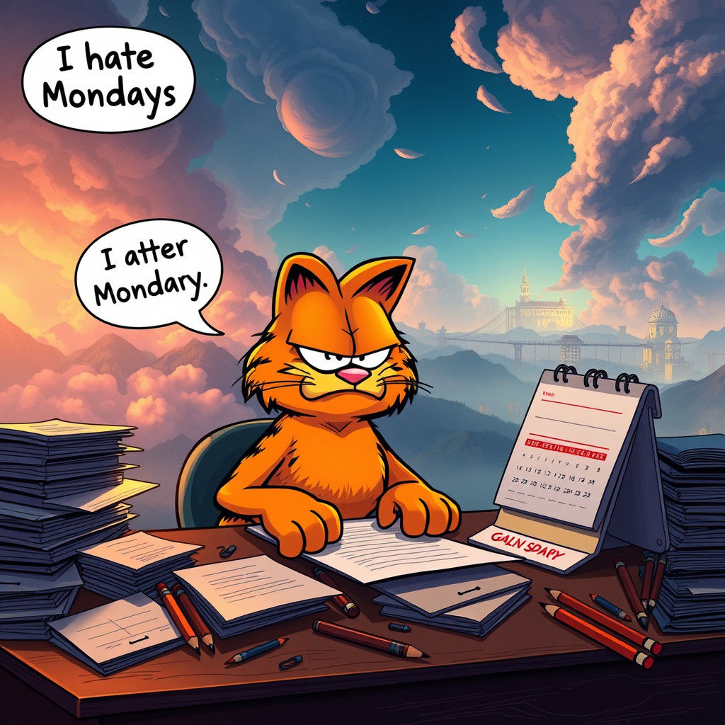 Garfield Hates Mondays: Dreamlike Matte Painting