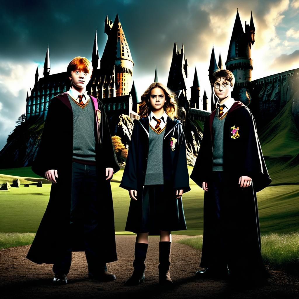 Harry Potter Trio at Hogwarts Ruins