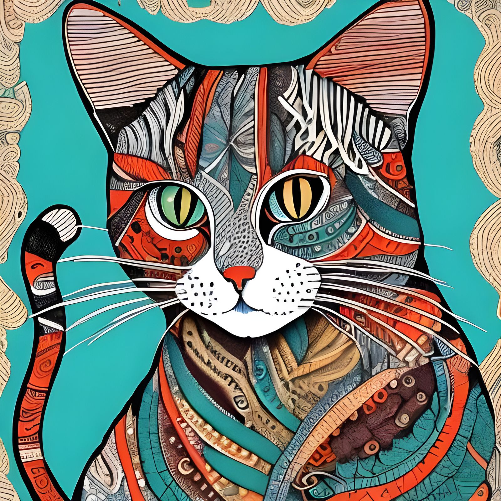 Zentangle Cat in Scrapbook Page Style